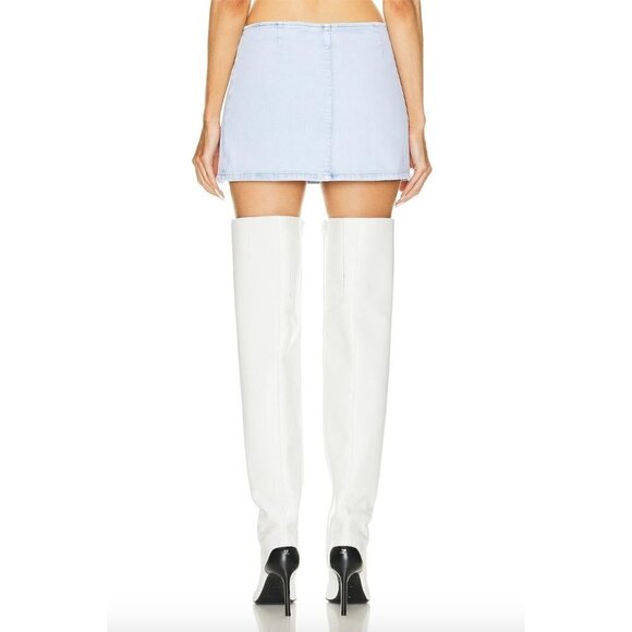 Retrofete Kayden Denim Side Button Mini Skirt Vivid Blue Womens 29 - Picture 6 of 15